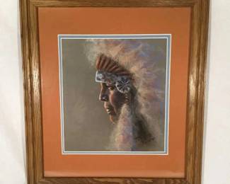 Lot # : 150f - Terie Knapp Native American pastel painting