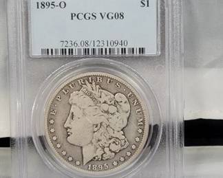 Lot # : 3 - 1895-O PCGS VG08 Morgan silver dollar coin