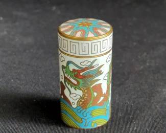 Lot # : 146 - Vintage cloisonne enamel pill canister