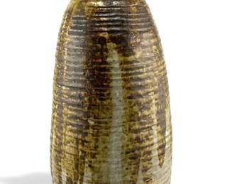 Lot # : 357a - Vintage handmade ceramic pottery vase, 9 1/2”