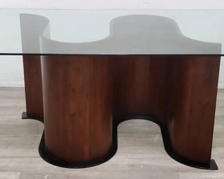 Lot # : 64 - Tom Schneider-style mid century wave table with glass top