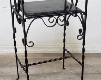 Lot # : 682 - Vintage wrought iron & wood plant stand