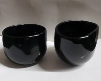 Lot # : 476 - Signed studio black/purple art glass objects