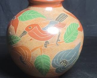 Lot # : 626 - Vintage hand painted pottery vase