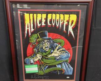 Lot # : 160 - Signed Alice Cooper print with JSA certificate