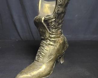 Lot # : 606 - Vintage brass tone spelter women's boot decoration