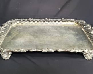 Lot # : 562 - Silver plate serving tray grape motif