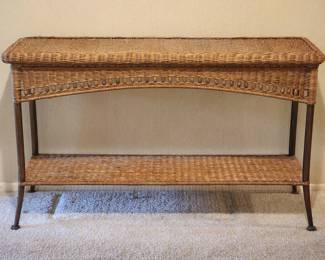 Lot # : 306d - Vintage metal & rattan hall table
