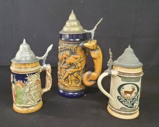 Lot # : 305 - Three German beer steins,