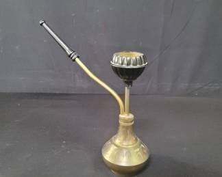 Lot # : 463 - Vintage brass hookah smoking pipe