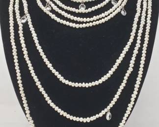 Lot # : 184 - Multistrand pearl necklace with sterling clasp
