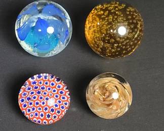 Lot # : 736 - Four art glass paper weights