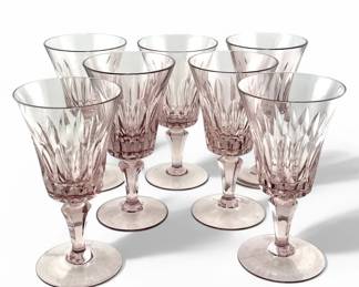 Lot # : 367a - 7 Vintage pink/purple crystal wine glasses, 5