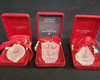 Lot # : 410 - 3 Waterford crystal Christmas ornaments