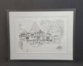 Lot # : 137 - Signed Vintage ink drawing