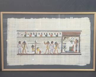 Lot # : 509 - Signed Egyptian painting on papyrus