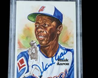 Lot # : 286z - Hank Aaron autographed Perez Steele PSA 8