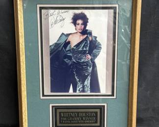 Lot # : 593 - Framed signed poster print of Whitney Houston 1