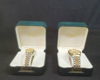 Lot # : 690 - Pair of Gruen quartz wrist watches