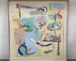 Lot # : 590 - Large framed pencil signed mixed media abstract