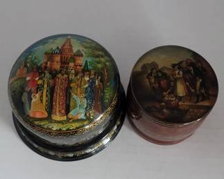 Lot # : 367 - 2 hand painted Russian lacquer boxes