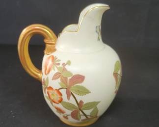 Lot # : 17 - Royal Worcester porcelain hand-painted floral pitcher