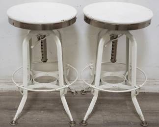 Lot # : 59 - Pair of industrial swivel workshop counter stools
