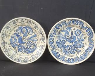 Lot # : 373 - Pair of signed hand painted ceramic korond wall