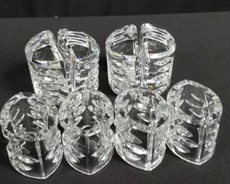 Lot # : 129 - Waterford crystal 4 place card holders, 4 napkin rings