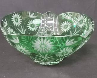 Lot # : 18 - Bohemian emerald green cut to clear crystal