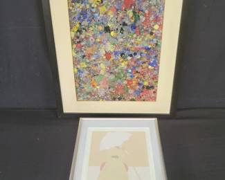 Lot # : 592 - Abstract painting and paper cutout art