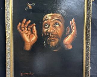 Lot # : 698 - Signed, framed oil on canvas, depiction of Bill Cosby
