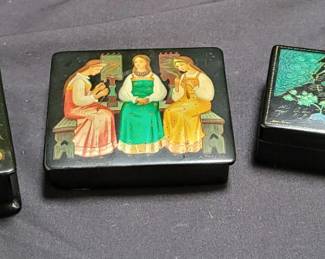 Lot # : 141 - Group of signed Russian hand painted lacquered