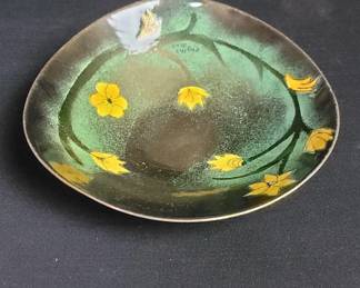 Lot # : 733 - Vintage signed enamel on copper trinket dish