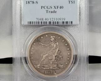 Lot # : 5 - 1878-S PCGS X40 Trade silver dollar coin