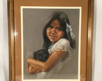 Lot # : 200f - Terie Knapp Native American pastel painting