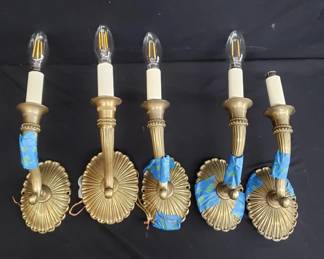 Lot # : 651 - 5 brass sconces