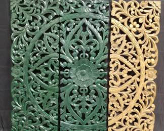 Lot # : 87 - Group of 3 floral particle board panels