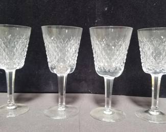 Lot # : 94 - 4 Waterford crystal Alana claret wine glasses