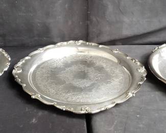 Lot # : 301 - Three silver plated serving dishes