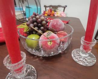 Waterford Candle sticks And fruit bowl 