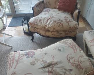 Bloomingdale's Louis XV Style Fauteuil + Ottoman 