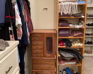jewelry chest cabinet, scarves, etc.