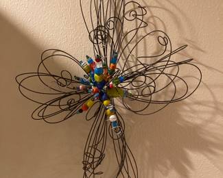 wire and bead wall cross