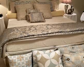 king white metal headboard and frame, comforter set, TempurPedic memory foam mattress and springs