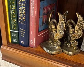 Books, brass book ends