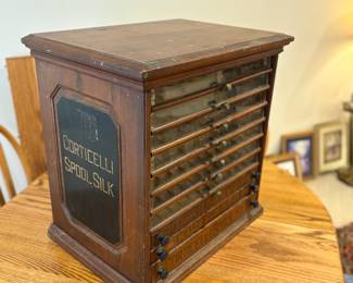 Gorgeous corticelli spool silk antique thread cabinet