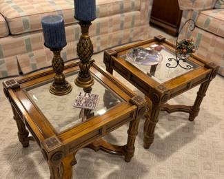 End table, coffee table, candlesticks, decor
