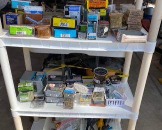 Boxes of nails, bolts, and screws