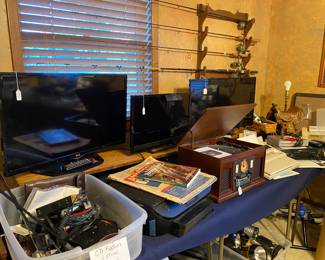 TVs, dvd player, vhs player, CB equipment, printers